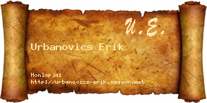 Urbanovics Erik névjegykártya